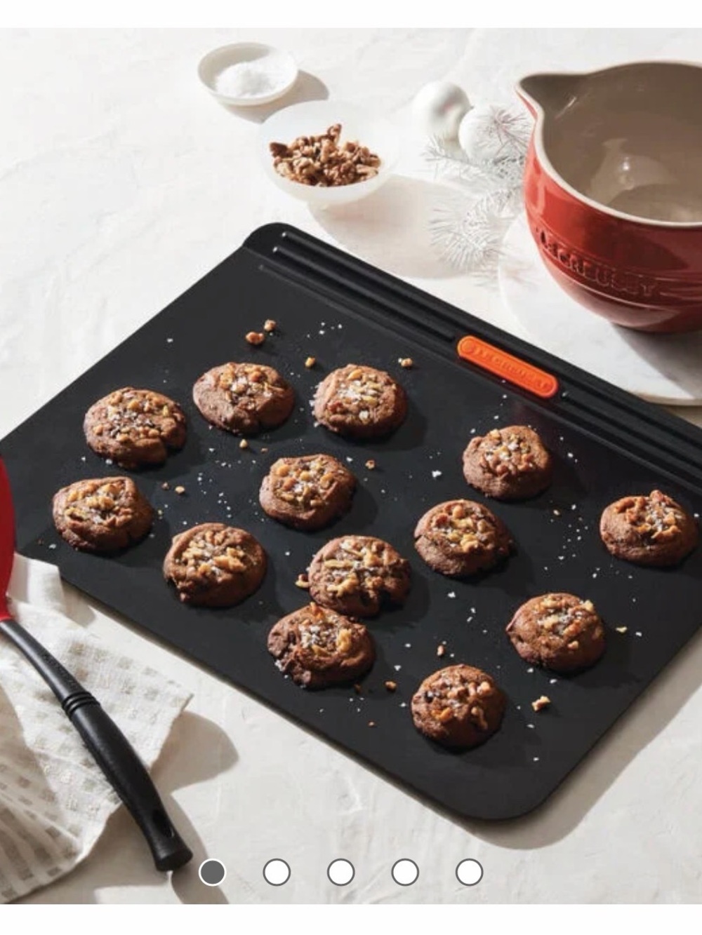 Le Creuset Black Non-Stick Cookie Sheet with Orange Accent NEW